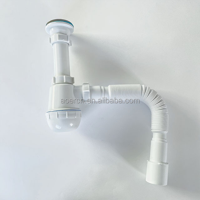 Basin Drainer Sifon Bottle Sink Siphon Bottle Trap White Bathroom Modern Sink Strainer Stainless Steel Poly Bag and Carton AR104