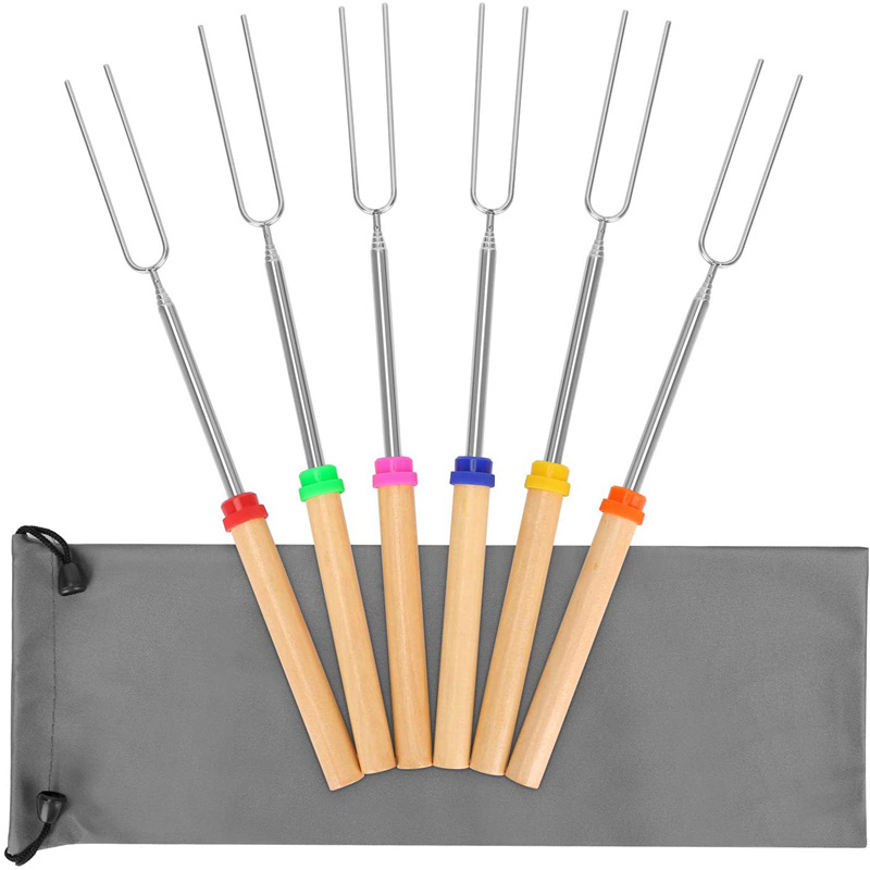 Marshmallow Roasting Sticks Extendable Forks Telescoping Smores Skewers for Smores and Hot Dog Fire Pit