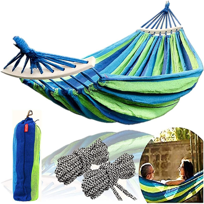 Large Canvas Cotton Garden Backyard Lounging Outdoor and Indoor Rainbow Stripe Hammock for Patio Porch