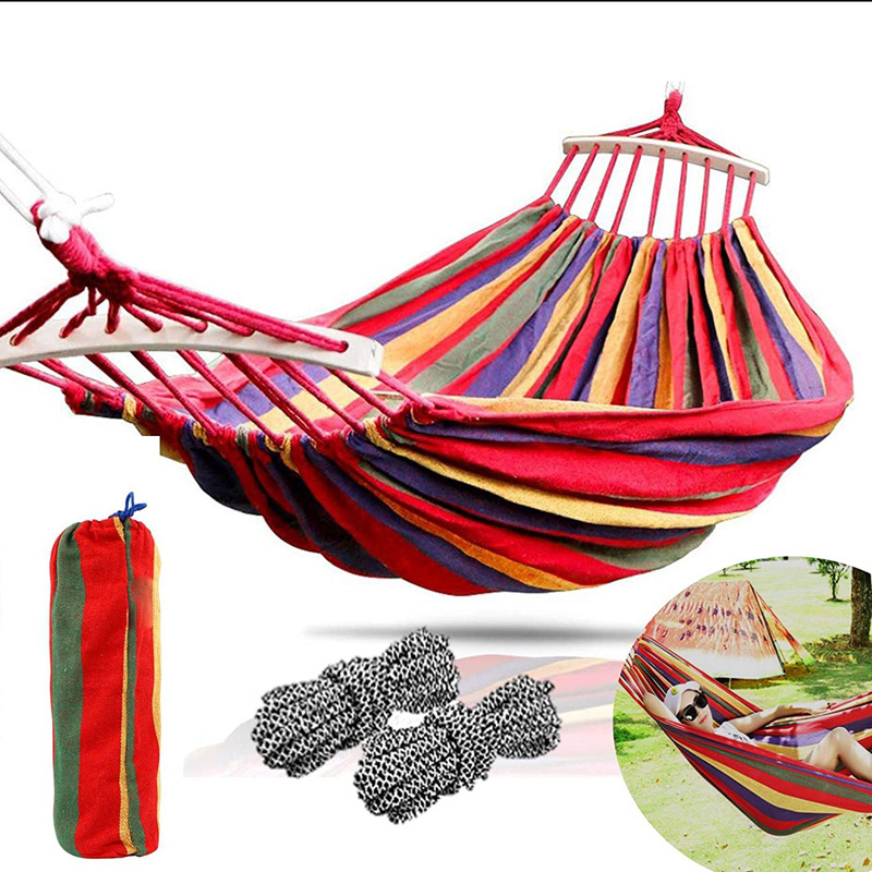 Outdoors Cotton Fabric Canvas 350lbs Ultralight Camping Travel Hammocks with Tree Straps