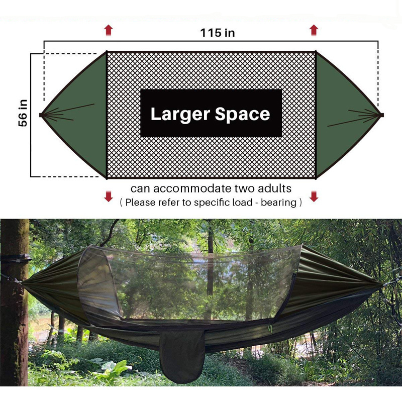 Indoor outdoor anti-tear parachute fabric nylon mesh mosquito net hammock for two person