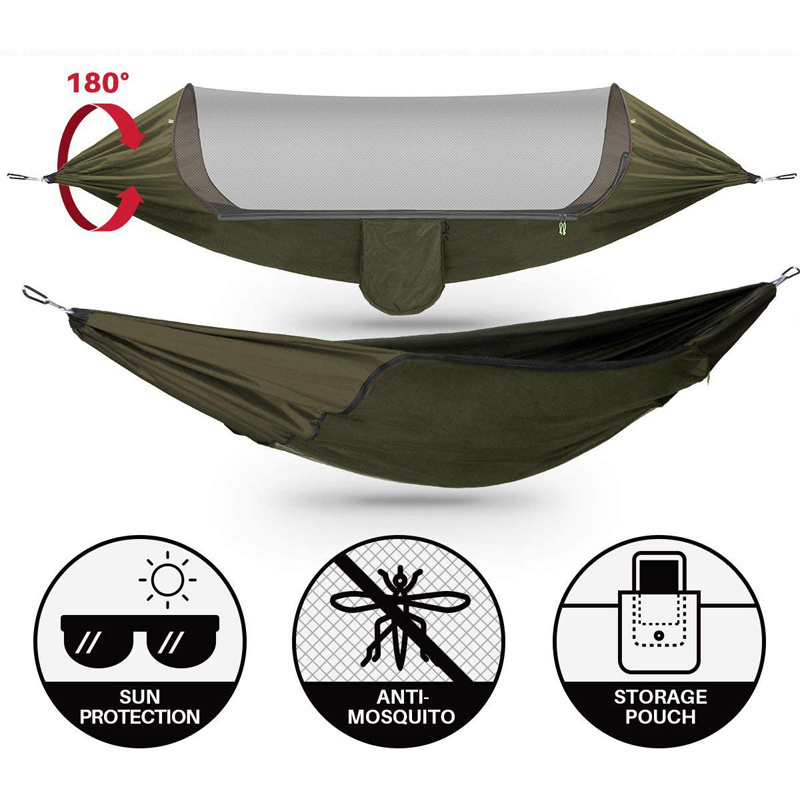 Indoor outdoor anti-tear parachute fabric nylon mesh mosquito net hammock for two person