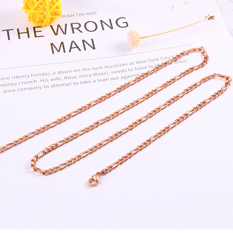 Dubai Chain Hip Hop Real Gold Plated Rose Gold Black Silver Stainless Steel Link Chain Figaro Chain For Men Women Jewelry