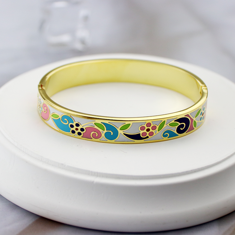 High Quality Stainless Steel 10MM Enamel Fashion Cloisonne Jewelry Bracelet Femme