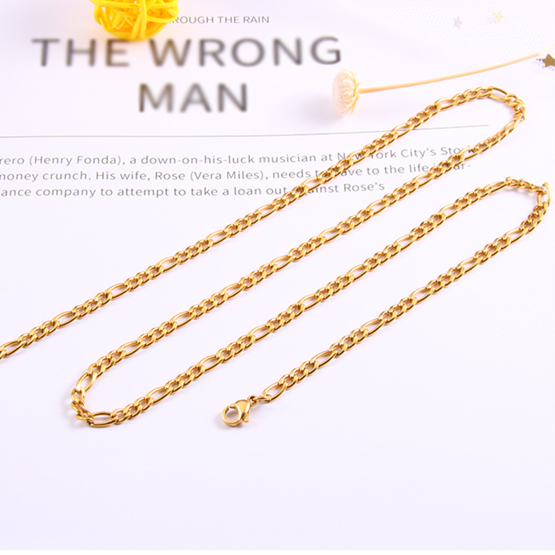 Dubai Chain Hip Hop Real Gold Plated Rose Gold Black Silver Stainless Steel Link Chain Figaro Chain For Men Women Jewelry