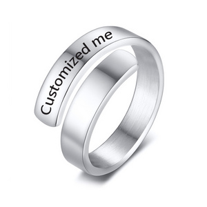 Silver Custom Design Name Lettering BE FEARLESS Stainless Steel Double Layer Finger Ring For Man