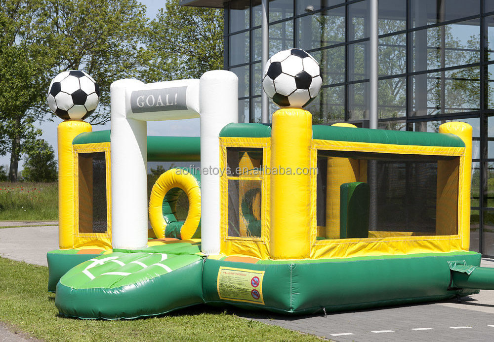 Soccer Slide Slip And Football Pitch Water Soccer Inflatable Dry Slide With Bounce House Obstalce Games for sale