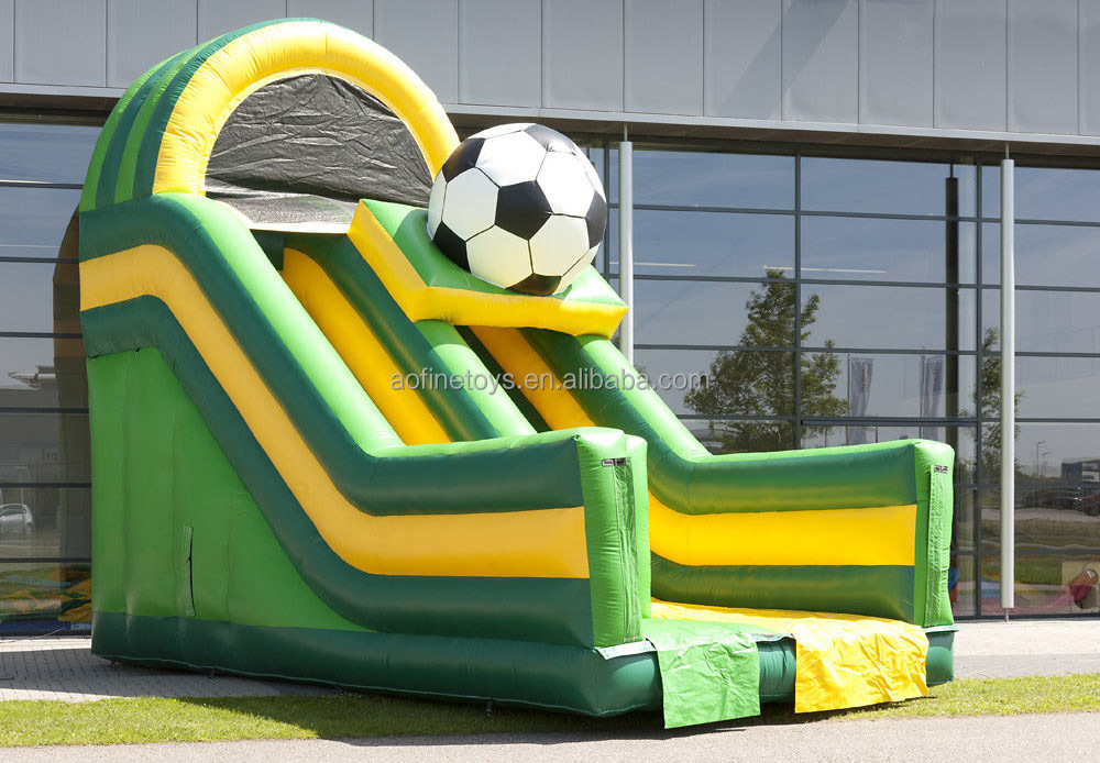 Soccer Slide Slip And Football Pitch Water Soccer Inflatable Dry Slide With Bounce House Obstalce Games for sale