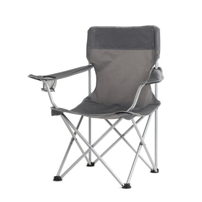 Oversized Padded Quad Arm Chair Collapsible Steel Frame High Back Folding Camp Chair with Cup Holder