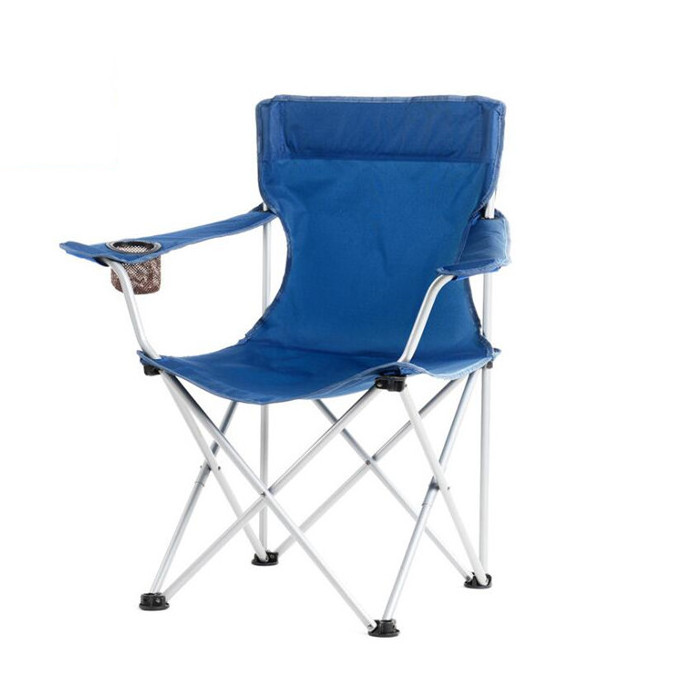 Oversized Padded Quad Arm Chair Collapsible Steel Frame High Back Folding Camp Chair with Cup Holder