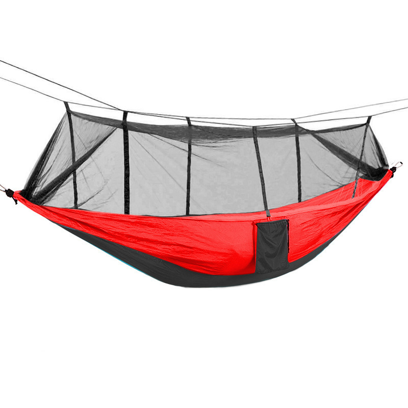 Durable Parachute Nylon Hammocks Lightweight Outdoor Indoor Portable Hammock with Tree Straps Camping Hammock with Net