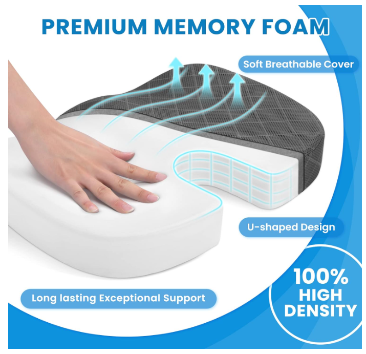 Hot Selling breathable Desk Chair Car Seat Cushion with  Non-Slip Gel & Memory Foam