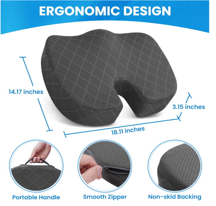 Hot Selling breathable Desk Chair Car Seat Cushion with  Non-Slip Gel & Memory Foam