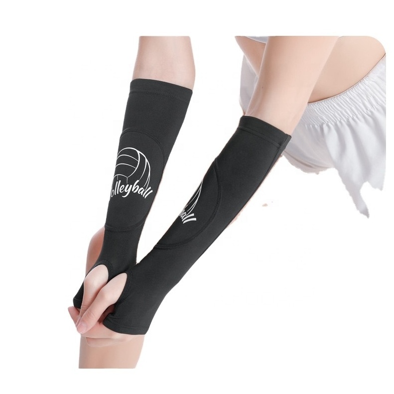 Comfortable volleyball arm sleeves volleyball wrist pads padded forearm sleeve with thumb hole