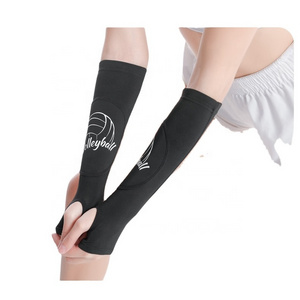 Comfortable volleyball arm sleeves volleyball wrist pads padded forearm sleeve with thumb hole