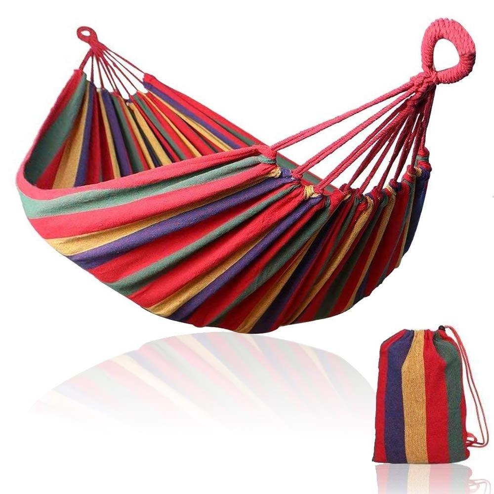 Hot Sale Durable Colorful Striped 2 Person Hammock Bed Outdoor  Camping Hammock With Tree Strap Canvas Swing Bed For Backyard