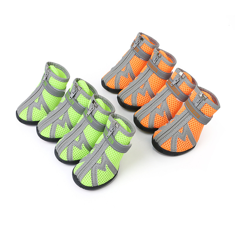 Dog Shoes Pet Boots, Breathable Dog Shoes for Small Doggy, Waterproof Pet Sandals with Anti-Slip Sole and Zipper Closure