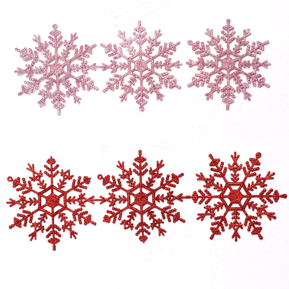 Big Plastic Glitter Hanging Snow Flakes for Christmas Tree Decorations Winter Indoor Outdoor Window Home Snowflakes