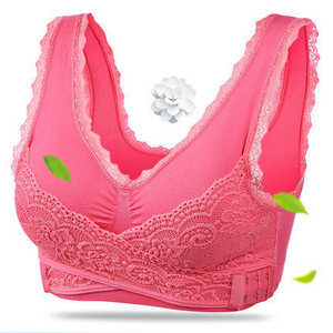 Front Design Wide Straps Young Girls Lace Padded Push Up Cross Gather Bra