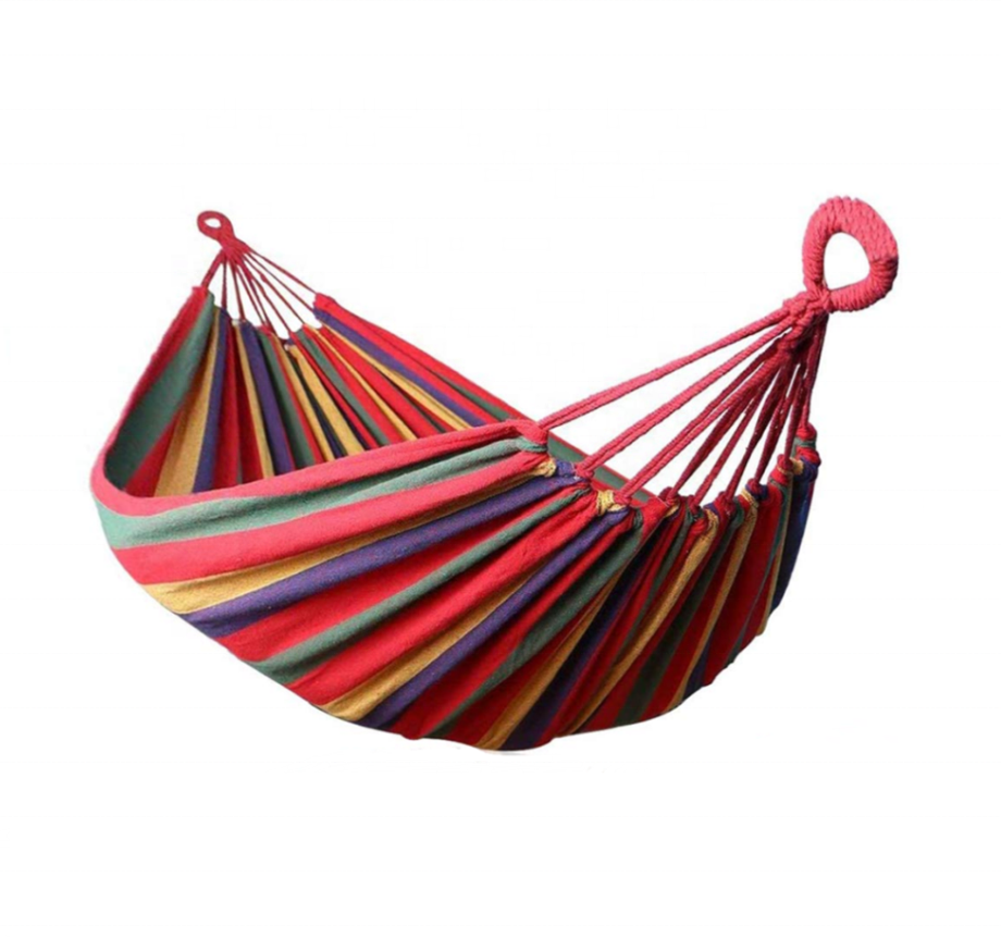 Wholesale Outdoor Colorful Striped Swing Hammock Hiking Hammock  Outdoor Camping Hanging Folding Knit Hammock