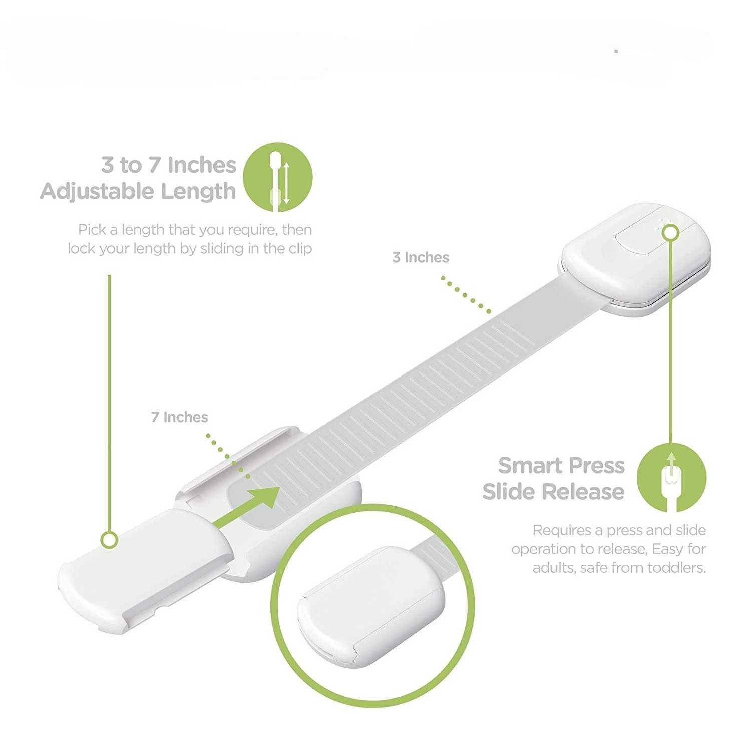 Baby Locks Adjustable Strap Latches to Cabinets,Drawers,Cupboard,Oven,Fridge,Closet Seat,Door,Window