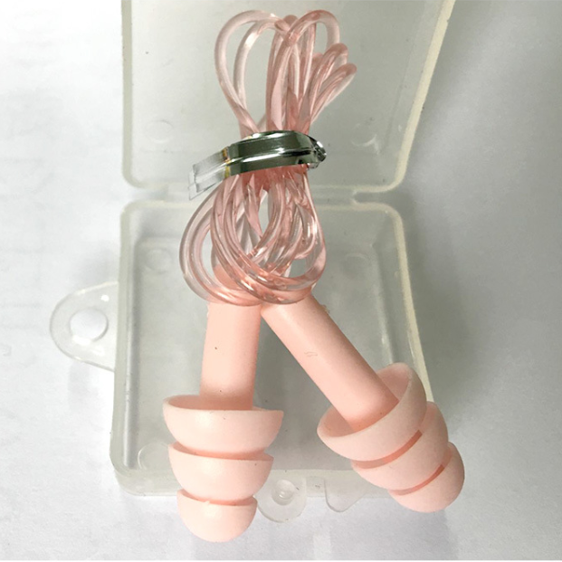 Promotional Portable Reusable Disposable Swimming Pink Silicone Noise Reductioin Earplug