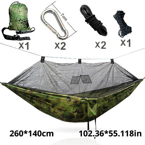 Customized Logo swing kamping agac hamak Green Strong & Durable Tree Straps Camping Hammock with Mosquito Net