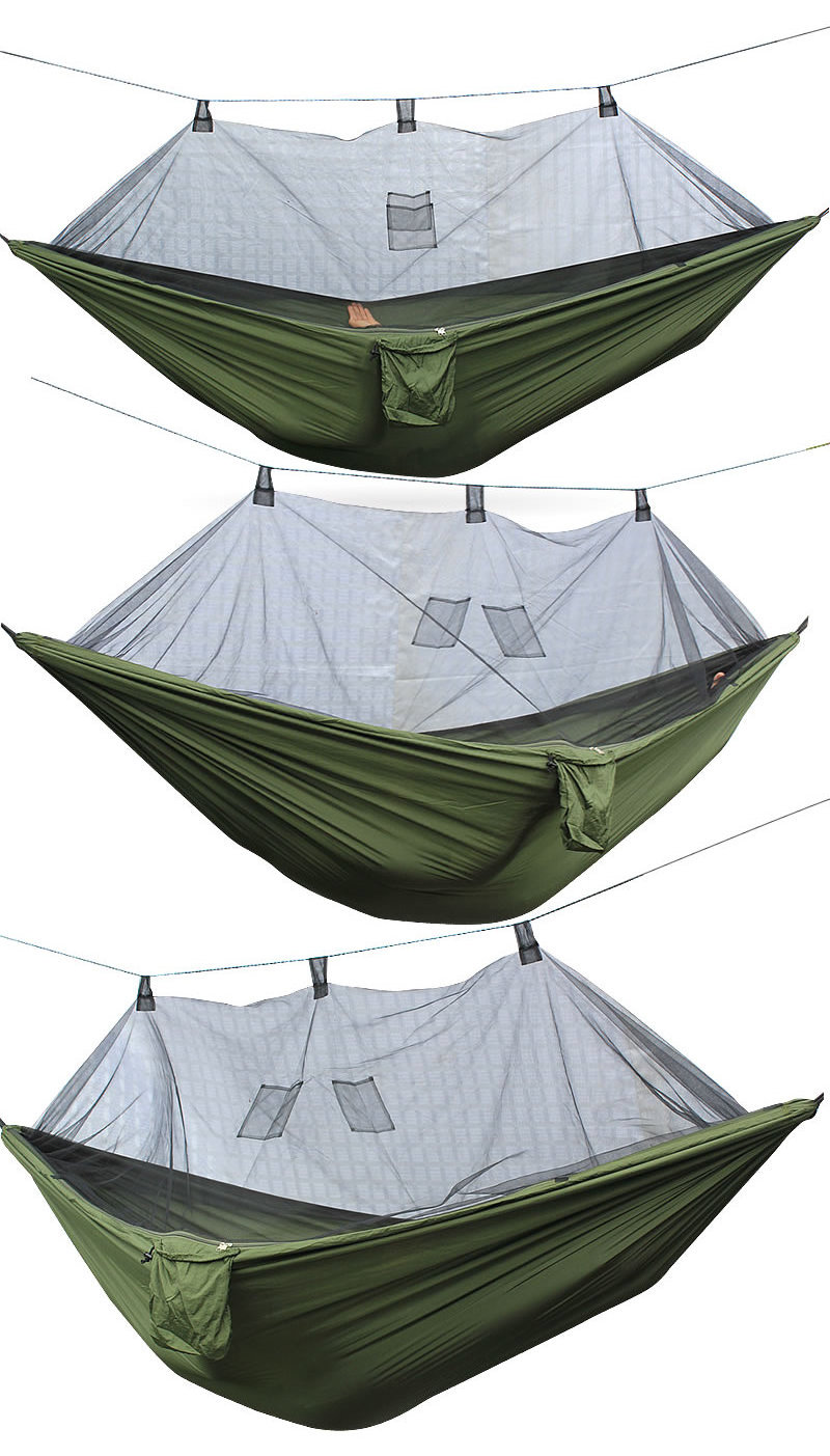 Lightweight Nylon Durable Green high tenacity Outdoor Camping Rain Fly Sleeping Hammock With Mosquito Net