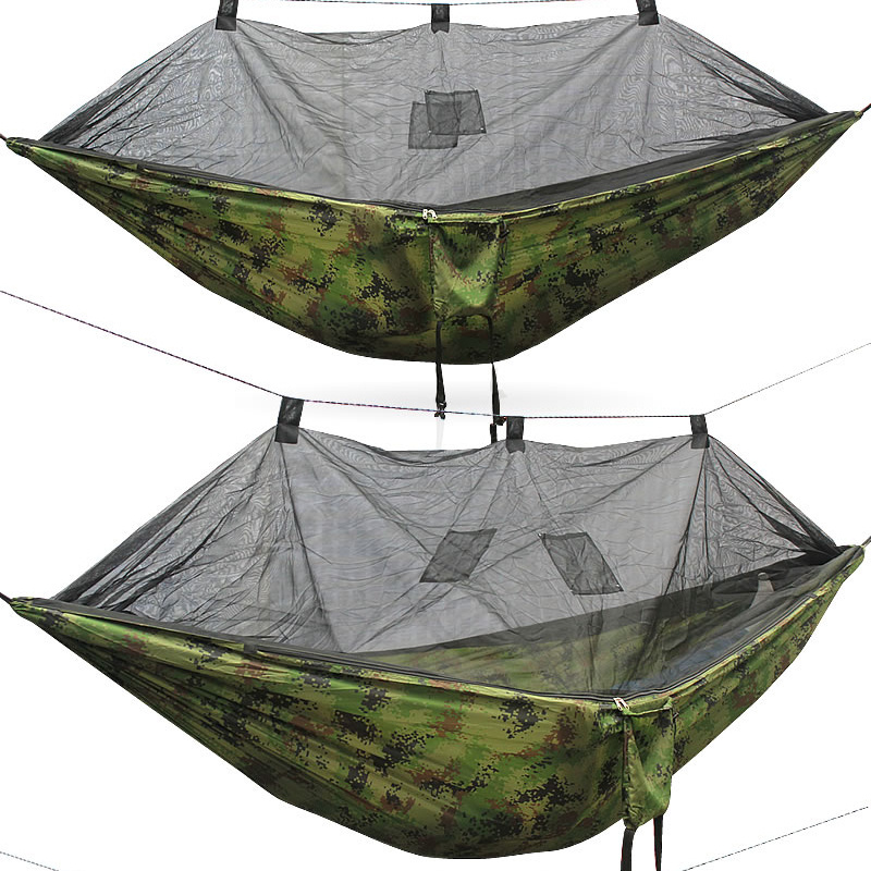 Lightweight Nylon Durable Green high tenacity Outdoor Camping Rain Fly Sleeping Hammock With Mosquito Net