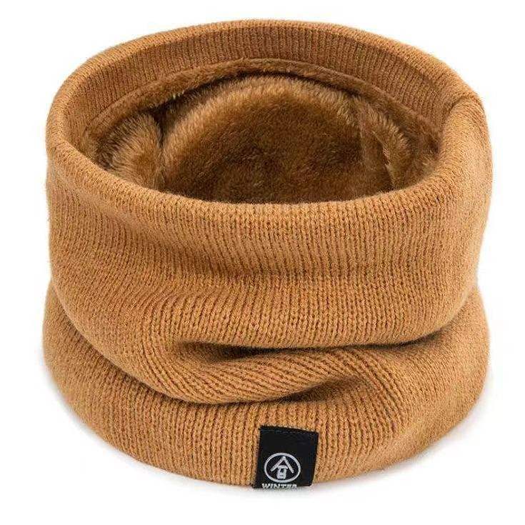 Unisex Autumn winter pullover knitting neck bib soft elastic Plush keep warm riding outdoor scarf