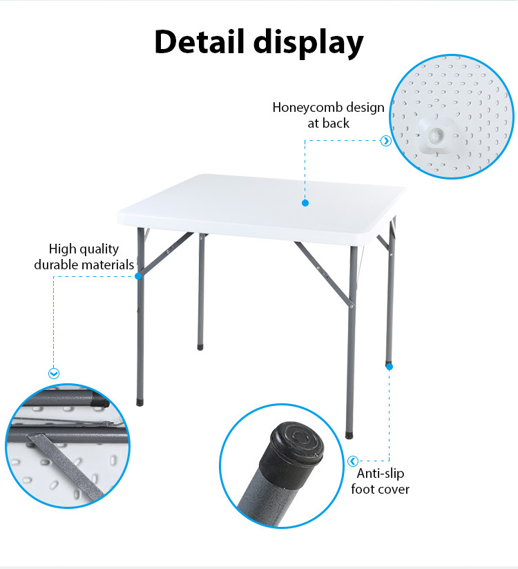 Wholesale top portable small camping kitchen square folding picnic dinner plastic foldable tables