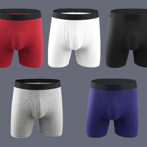 Custom Logo soft breathable long High Elastic cotton Underwear Boxers Briefs Men