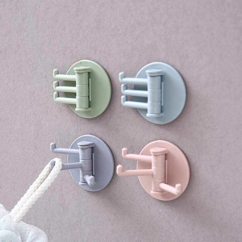 Waterproof Removable Strong Adhesion Plastic Solid Color Wall Mounted Self adhesive Sticky Hanging Hook