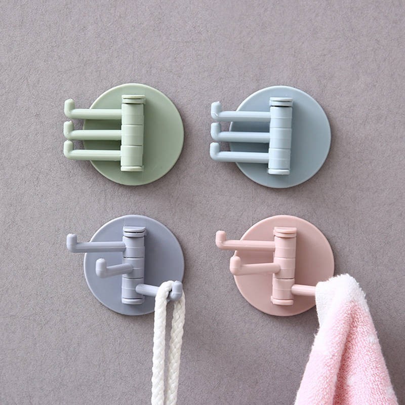 Waterproof Removable Strong Adhesion Plastic Solid Color Wall Mounted Self adhesive Sticky Hanging Hook