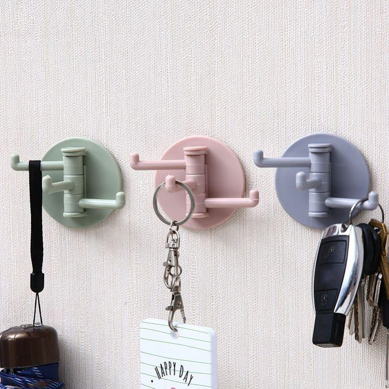 Waterproof Removable Strong Adhesion Plastic Solid Color Wall Mounted Self adhesive Sticky Hanging Hook