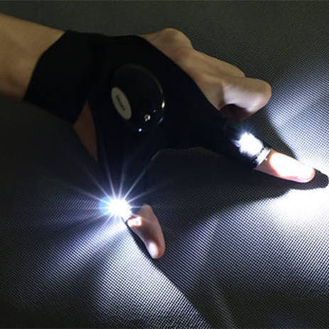 Hot Sale  Camping Hiking Fingerless Working Fishing  Cycling Glow Led Flashing Flash Light Gloves