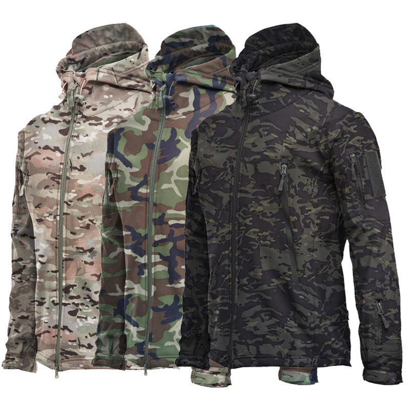 Factory Supply Tactical Men's Fleece Jacket  Outdoor Sports Hoodie Hiking Cold Proof Coat Hoodie