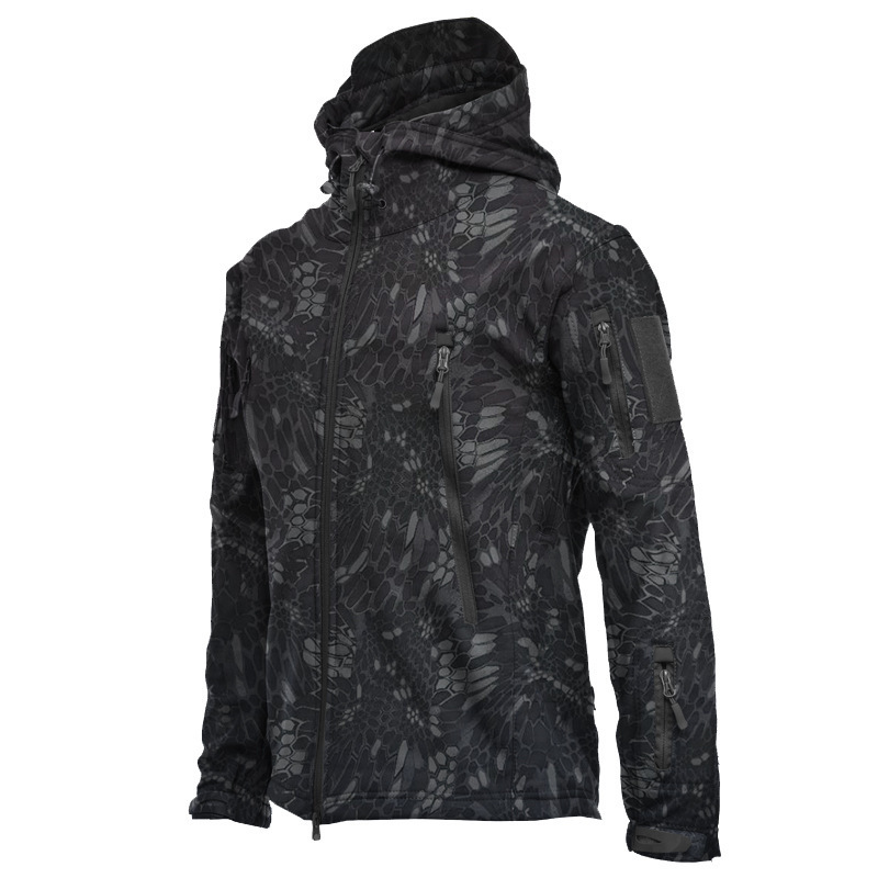 Factory Supply Tactical Men's Fleece Jacket  Outdoor Sports Hoodie Hiking Cold Proof Coat Hoodie