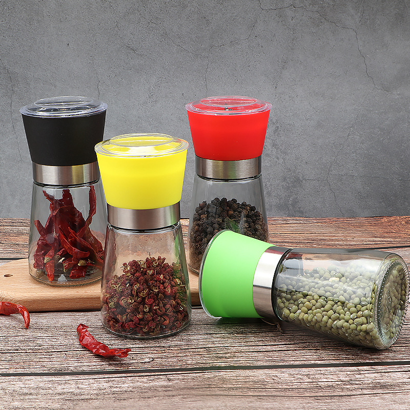 Household stainless steel pepper grinder manual glass grinding bottle grinding pepper powder machine