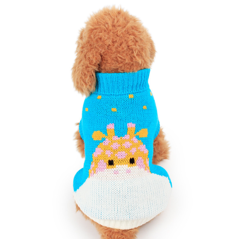 Hand knit crochet plush pet cloth winter warm pullover jacket clothes dog jumper sweater