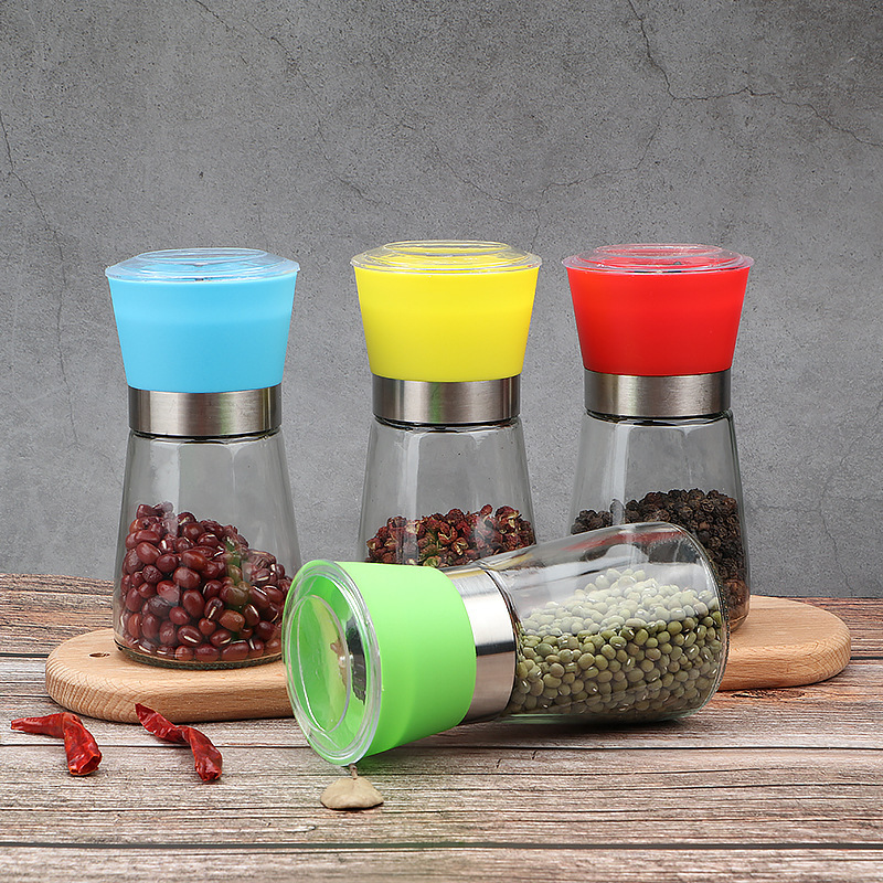 Household stainless steel pepper grinder manual glass grinding bottle grinding pepper powder machine