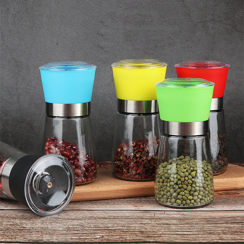 Household stainless steel pepper grinder manual glass grinding bottle grinding pepper powder machine