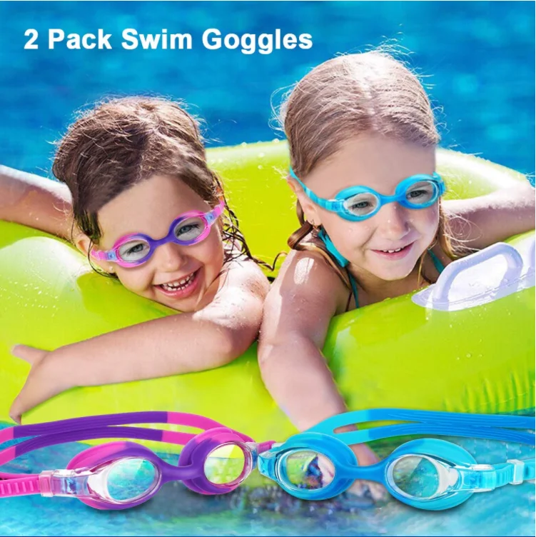 Custom logo printing swimming racing anti-fog UV-protection children swimming goggles