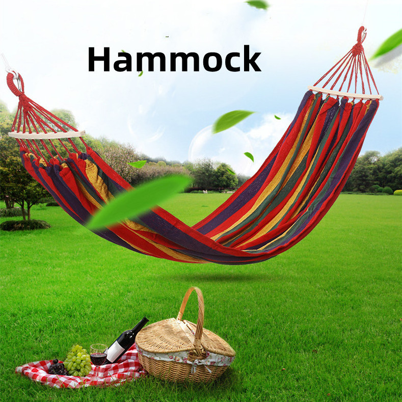 one Person Indoor Outdoor Brazilian-Style Cotton Double Hammock Bed Portable Carrying Bag Steel