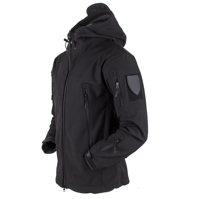 Factory Supply Tactical Men's Fleece Jacket  Outdoor Sports Hoodie Hiking Cold Proof Coat Hoodie