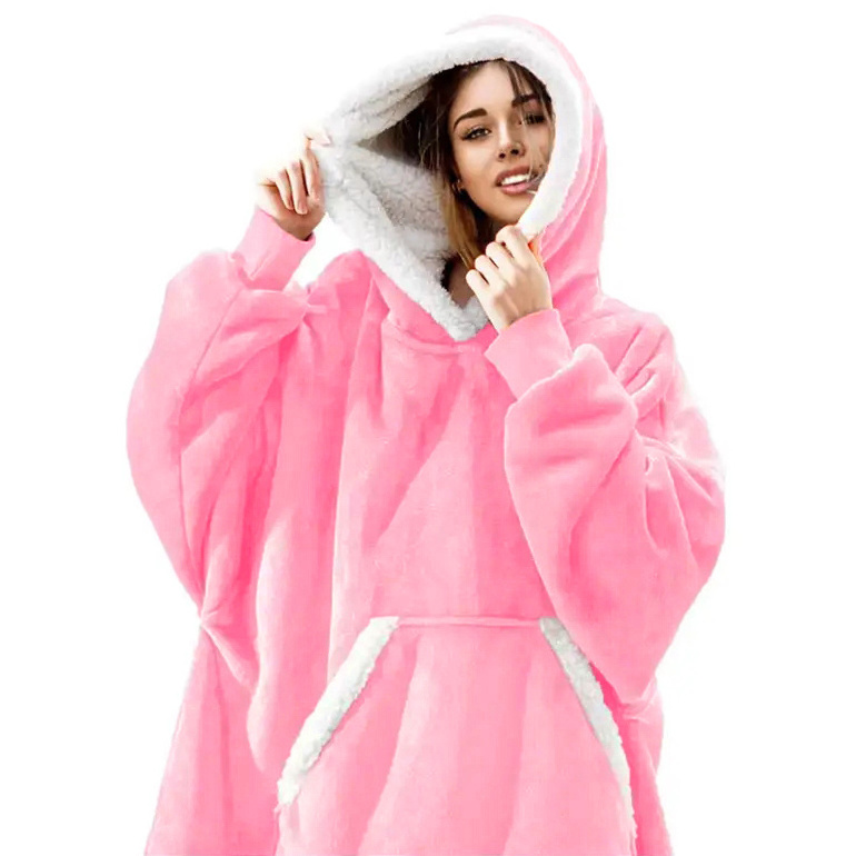 Blanket hoodie super hoodie sweatshirt, women and men can wear soft and comfortable wool and lamb wool hooded blanket