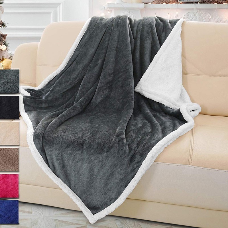 Soft Micro mink  Sherpa Blanket Warm Soft Fleece Throw Puffy Bed  Flannel Blanket