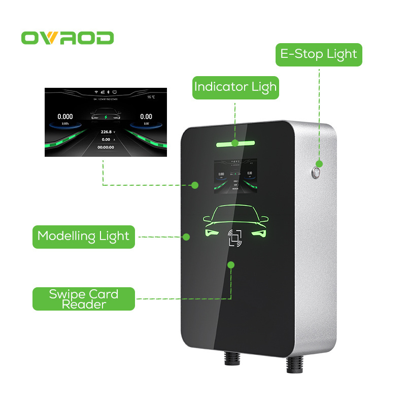 Ovrod Floor Mounted Ev Charging Station Ev Charger 48 Amp Ac Wallbox Evse 48a 240v  J1772  Ocpp Ev Charger Type 1