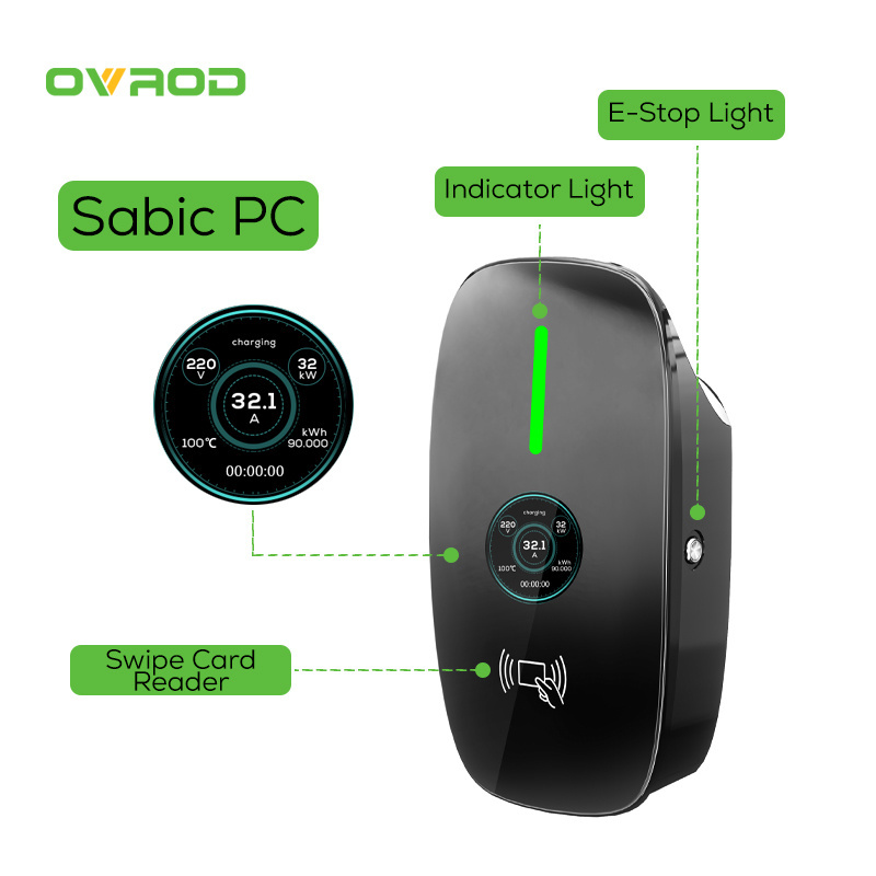 Ovrod Ev Charger Level 2 48 Amp Ev Screen Operating Version Charging Pile Three Fase Ev Charger Type 1