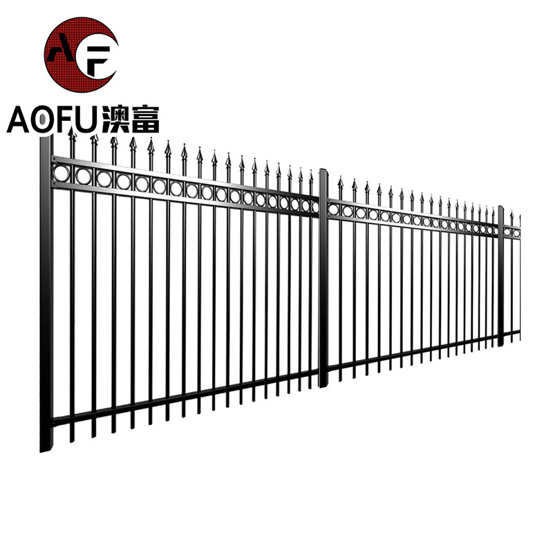 Factory Price Welded Metal Picket Ornamental Fence Customized Q235 European Style Privacy Black Outdoor Wrought Zinc Steel Fence